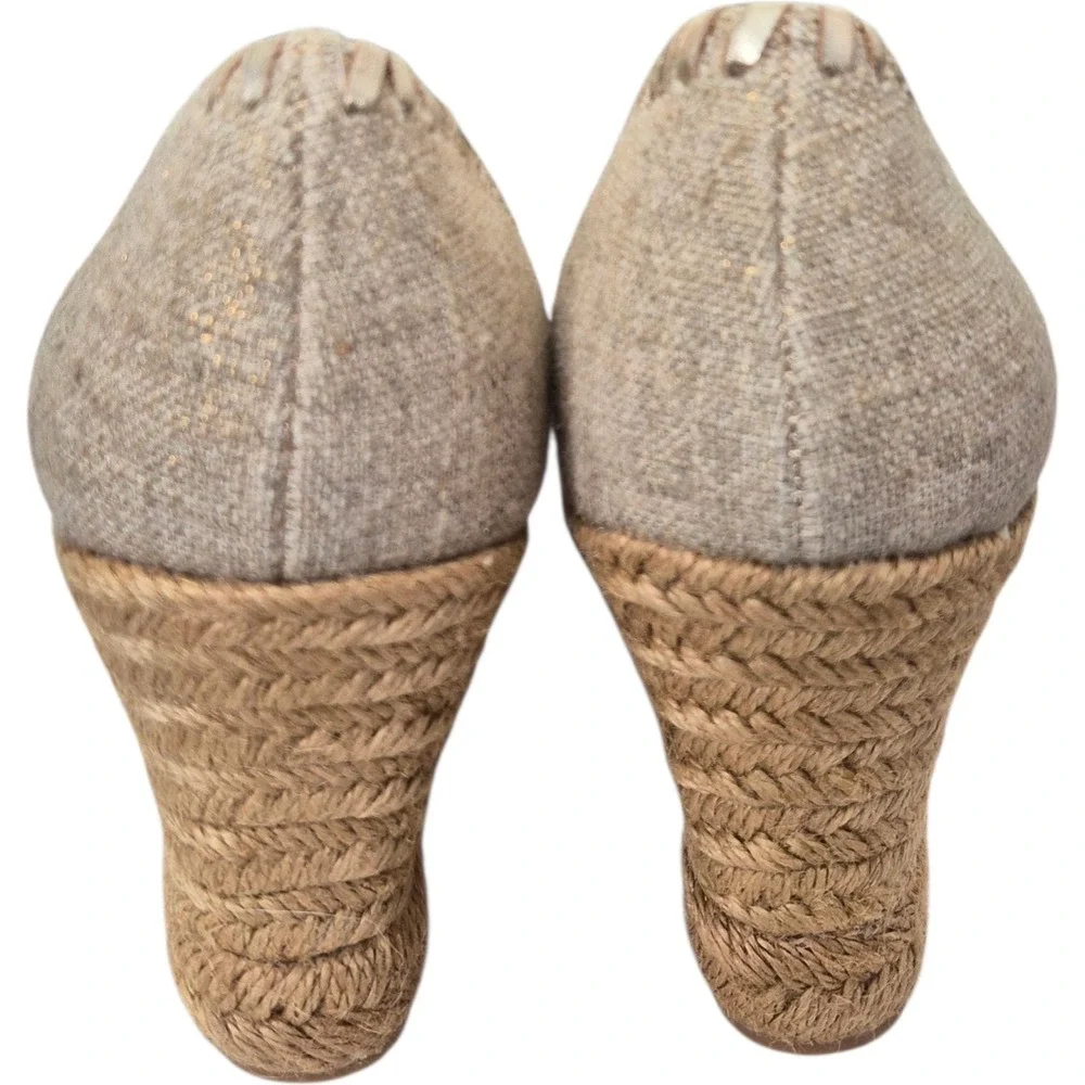 Jack Rogers‎ Linen Espadrille Wedge 7.5M Womens Neutral Platform New No Box